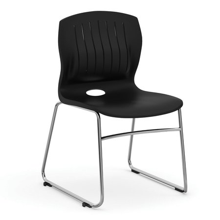 Officesource Slash Collection Armless Sled Base Stack Chair with Chrome Frame 3040SBBK